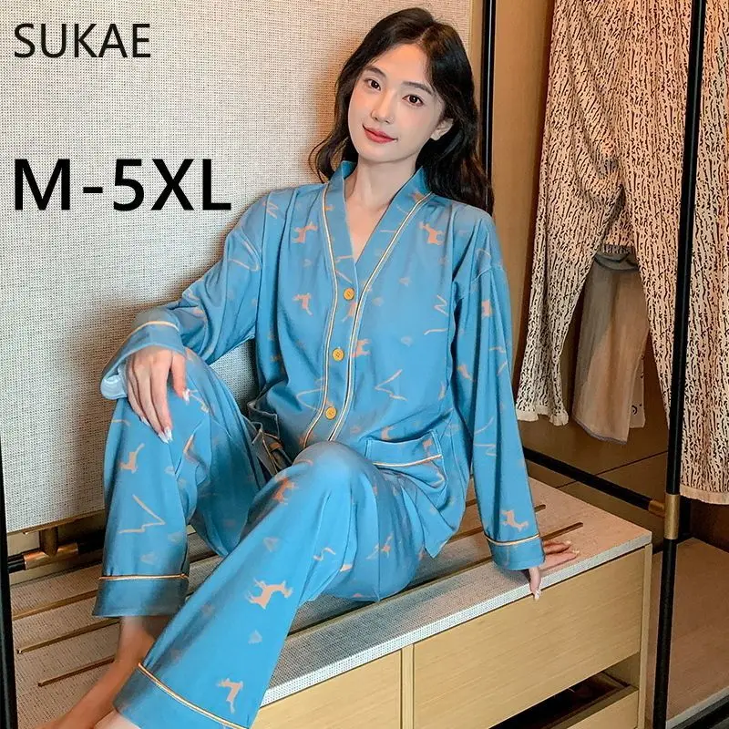 

SUKAE M-5XL кимоно с милыми кошками, осенне-зимний женский пижамный комплект, одежда для сна, женская домашняя одежда, ночная рубашка из искусственного хлопка, повседневная пижама