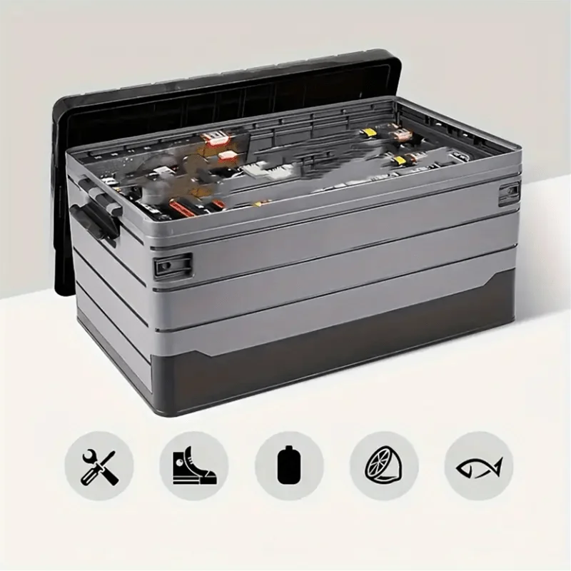 Multifunctional Folding Storage Box, Portable Plastic Organizer for Home, Camping and Car Trunk