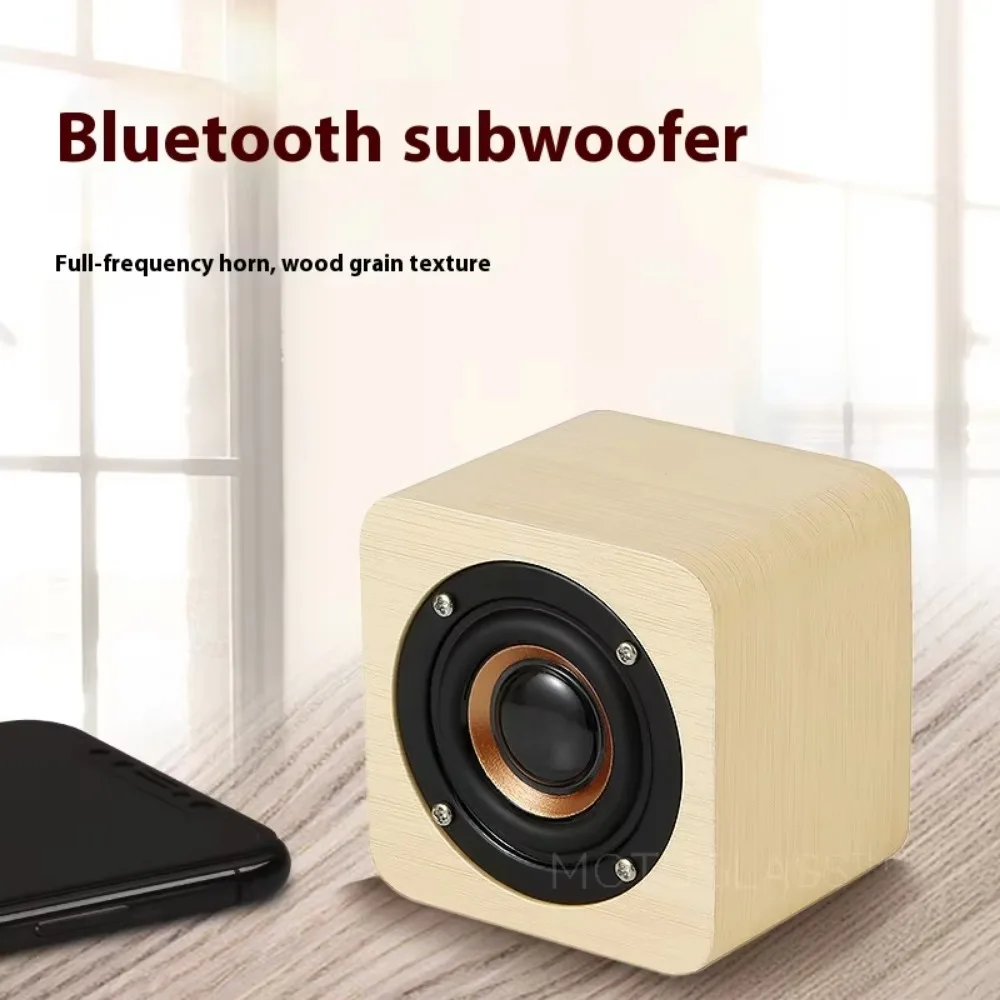 Portable Mini Wooden Bluetooth Speaker Retro Square Design Creative Wireless Bass Speaker for Home Travel Office