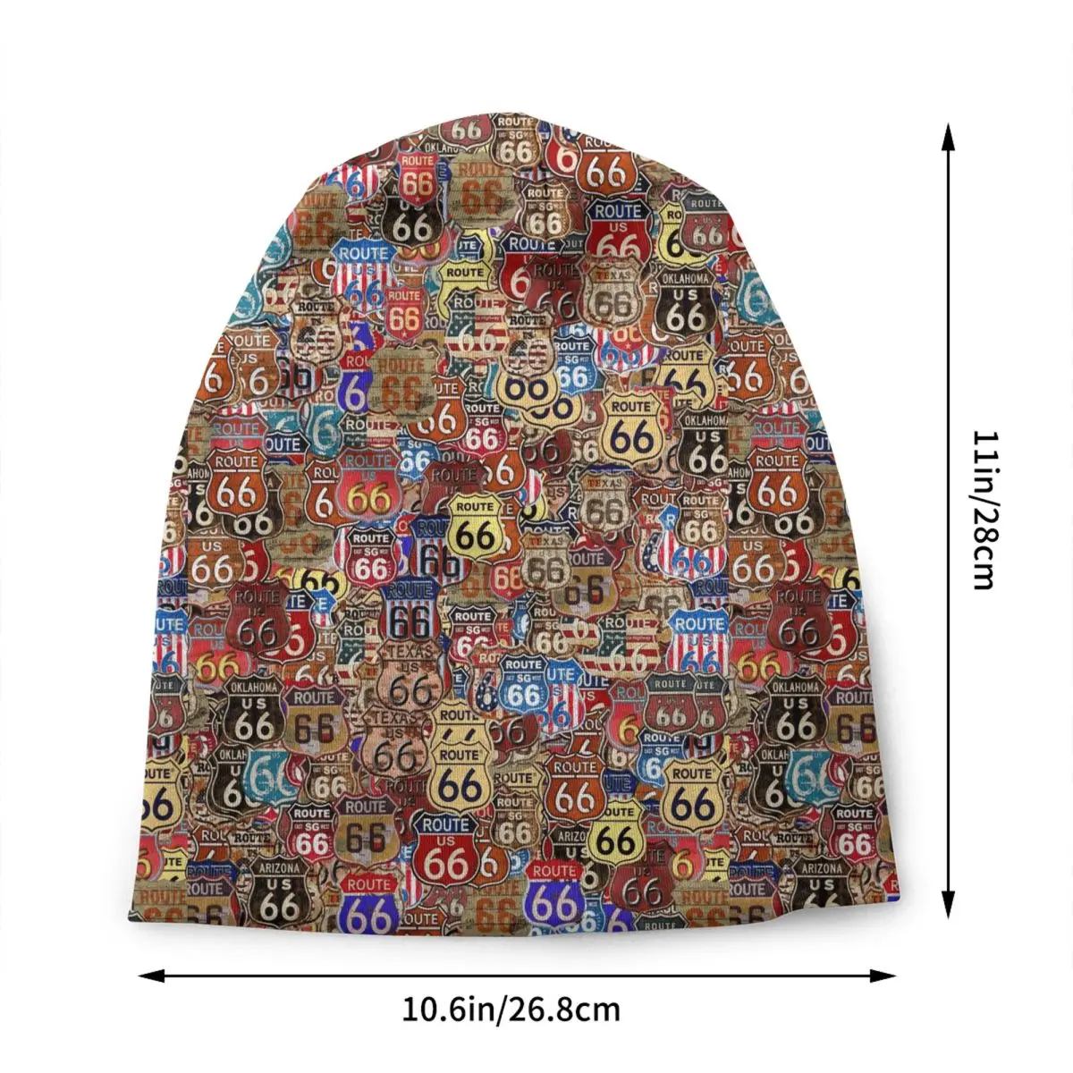 Route 66 Signs Bonnet Hat Knitting Hats Men Women Fashion Unisex USA Highway Warm Winter Beanies Cap