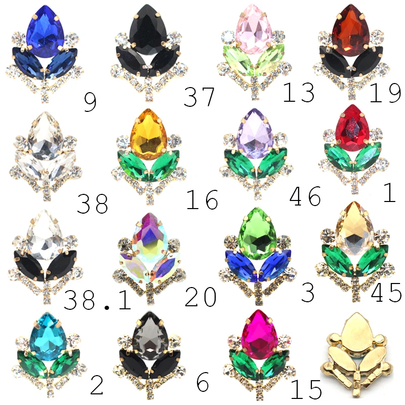 New 5PCS34 * 27MM Claw Drill Pointed Bottom Colorful Leaf Jewelry Accessories Metal Water Diamond Clothing Decoration Materials