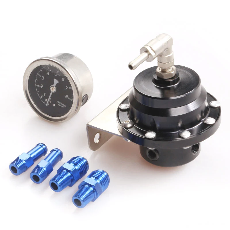 Car Refit Universal L Type Adjustable Fuel Pressure Regulator for chevrolet With Pressure Gauge
