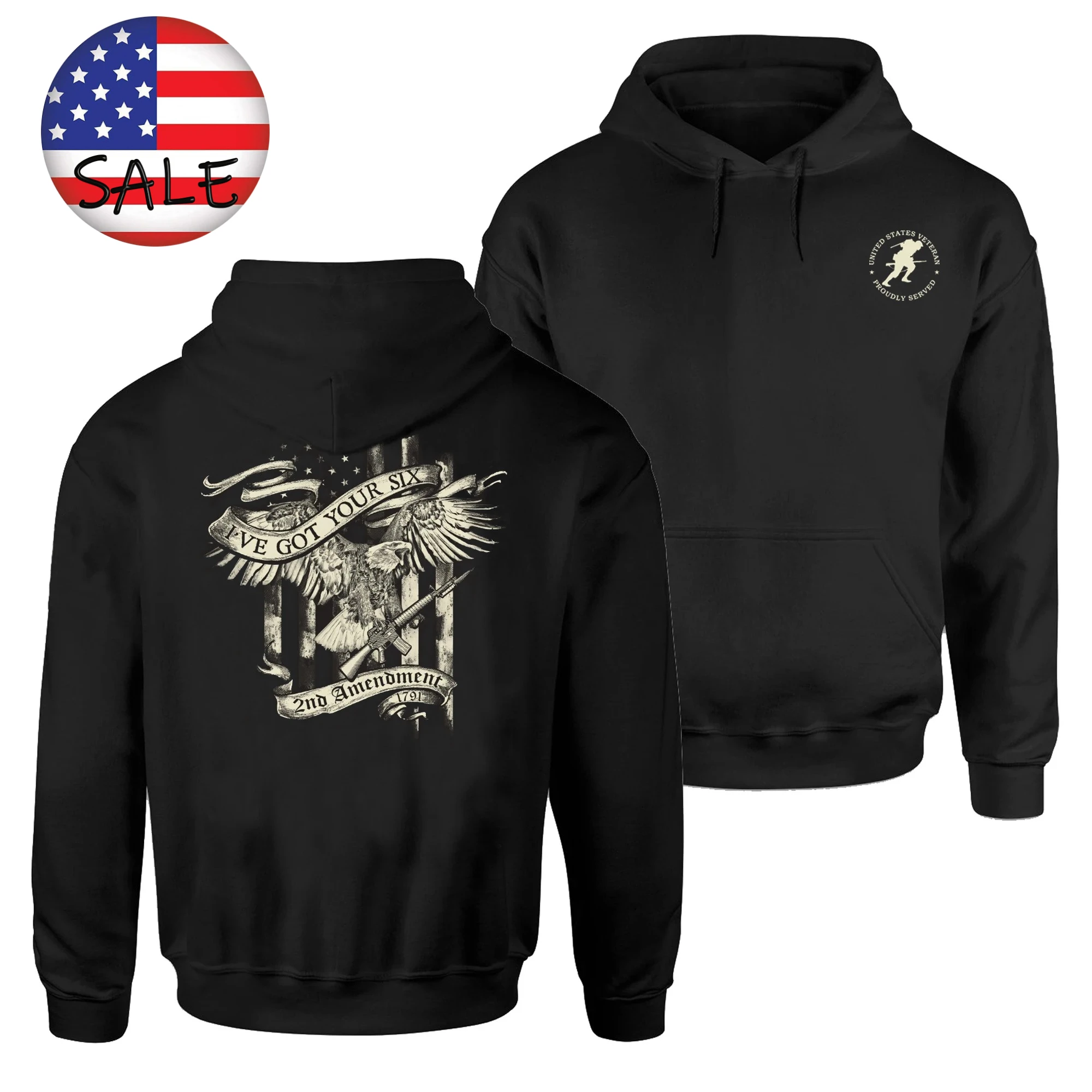 

I've Got Your Six. US Veteran 2nd Amendment Pullover Hoodie New 100% Cotton Comfortable Casual Mens Sweatshirt Streetwear