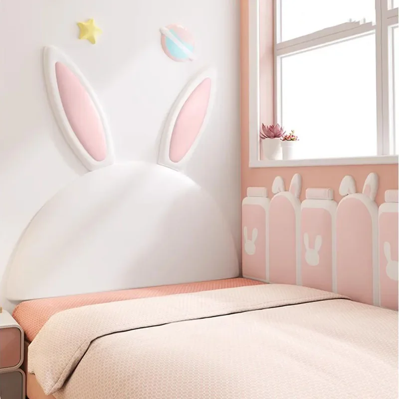 Upholstered Removable Headboard Modern Wall Panel Cute Kids Headboard Peel Stick Cushion Funda Cabecero Cama Home Furnitur