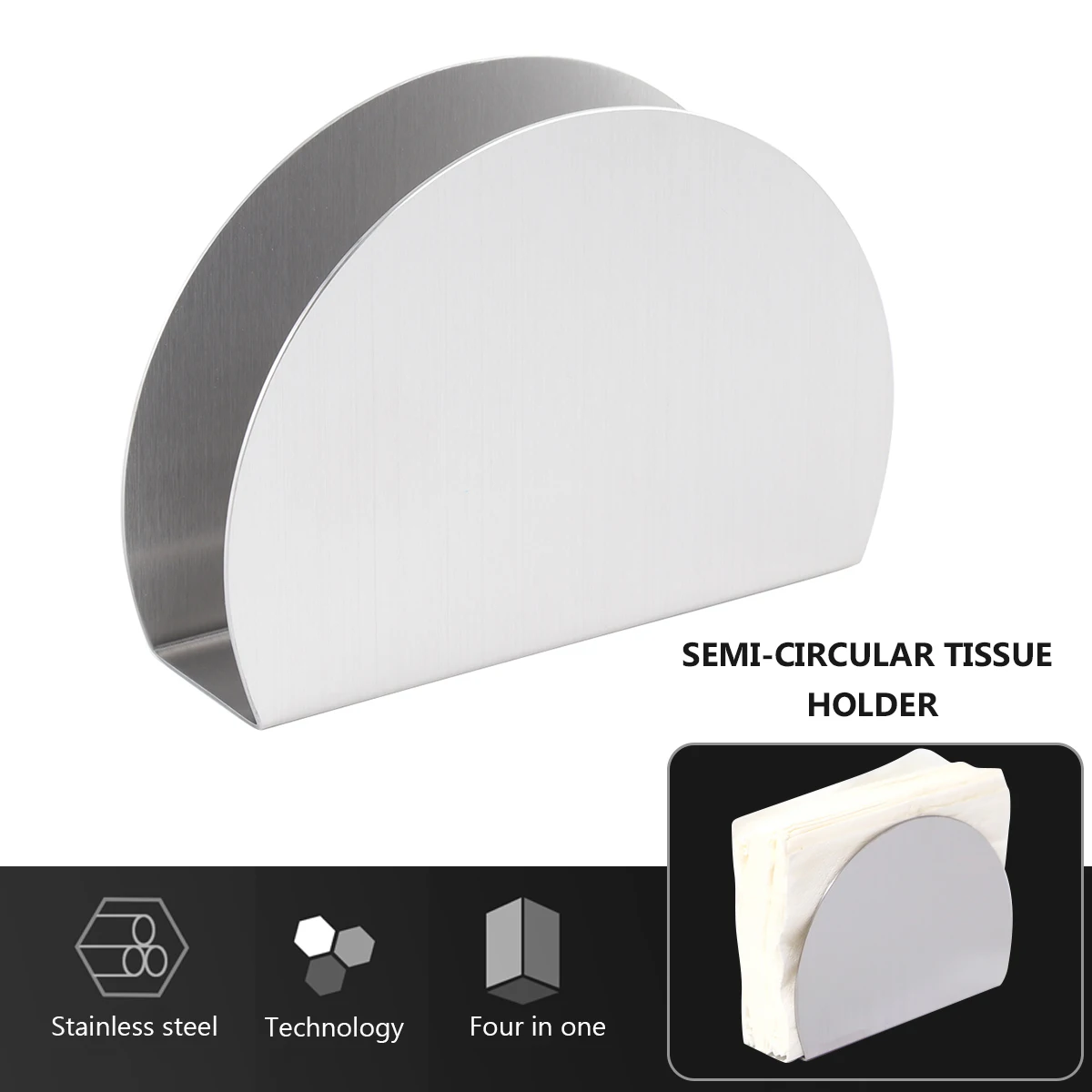 

Stainless Steel Semicircular Paper Towel Holder Vertical Napkin Dispenser For Home Restaurant Bedroom Living Room Countertop