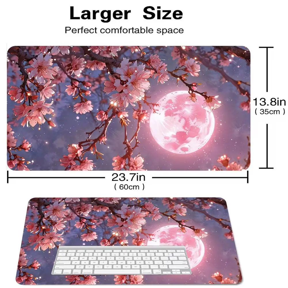 

Cherry Blossoms Moon Mouse Pad Large Computer Office Game Table Mat XXL Rubber Anti-slip Gaming Keyboard Mousepad Long Desk Pads