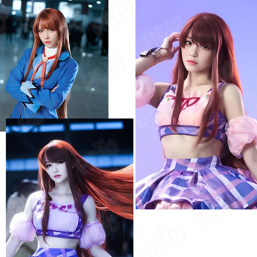 shibuki ran Cosplay Wig Fiber synthetic wig「HSIU」90CM Red brown long Wig+Wig cap Anime Aikatsu shibuki ran Cosplay