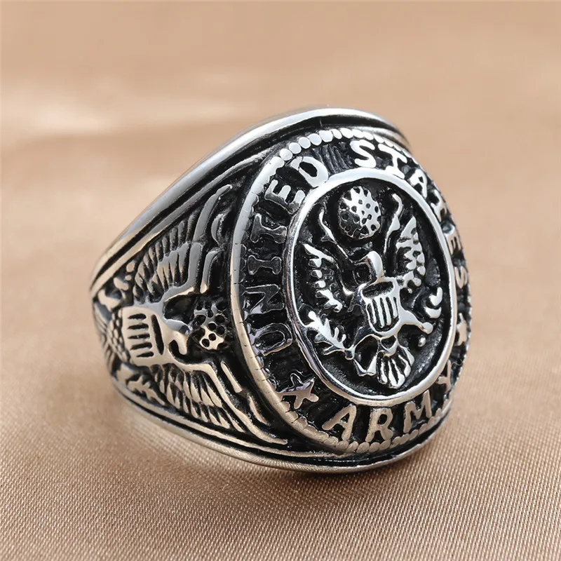Vintage U.S. Army Eagle Rings for Men Stainless Steel U.S. Army Ring Marine Corps Badge Ring Fashion Jewelry Gift Dropshipping