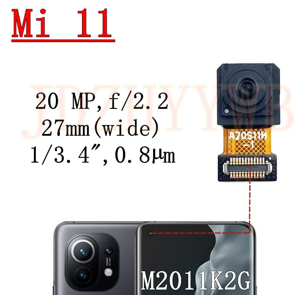 Front Rear Camera For Xiaomi Mi 11 Mi11 M2011K2G Frontal Selfie Facing Main Wide Back Camera Module Flex Cable Replacement