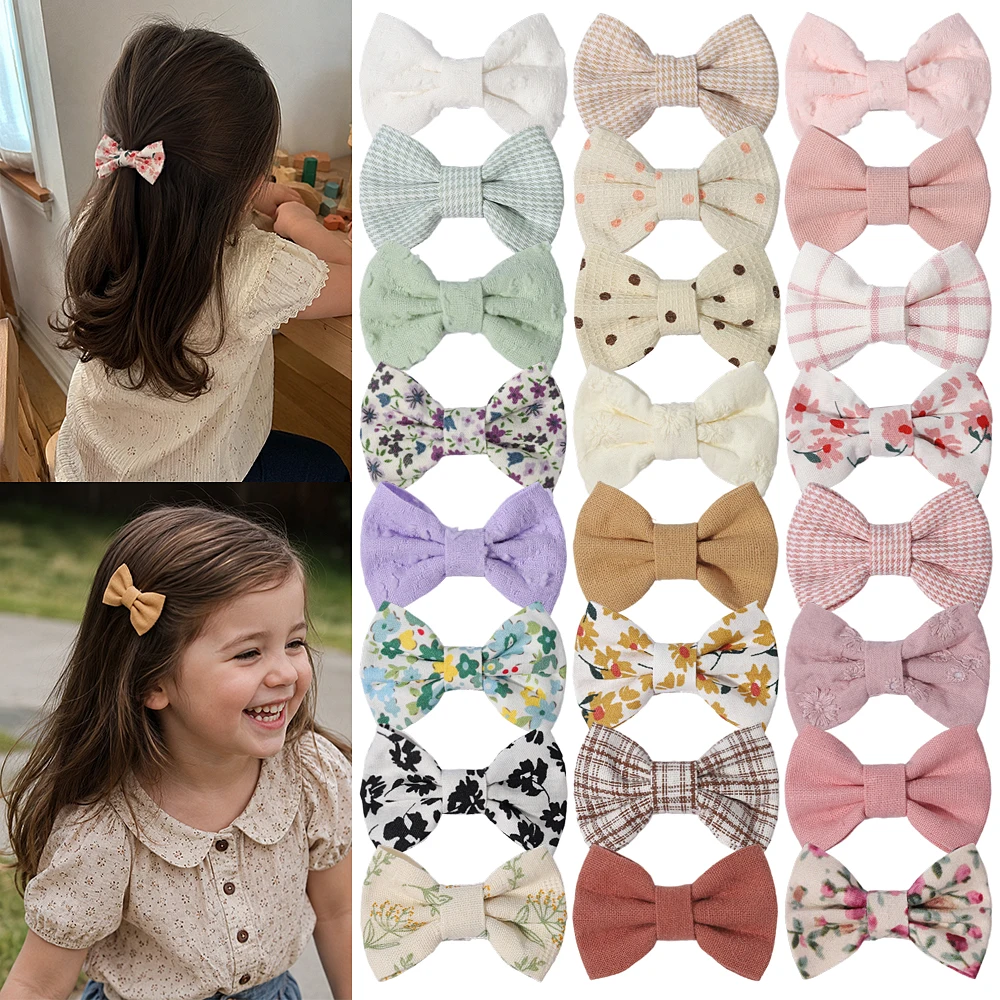 1 Lot Cute Fabric Bow Hair Clip Children's Fashionable Bow Clip for Back To School Wear Girls Kids Party Dress Hair Accessories