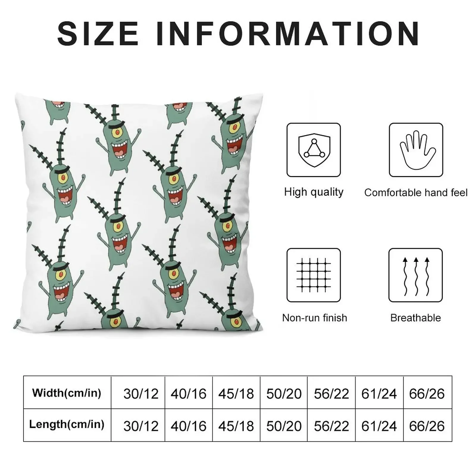 Plankton Drawing Throw Pillow Sitting Cushion Rectangular Cushion Cover pillow cover luxury pillow