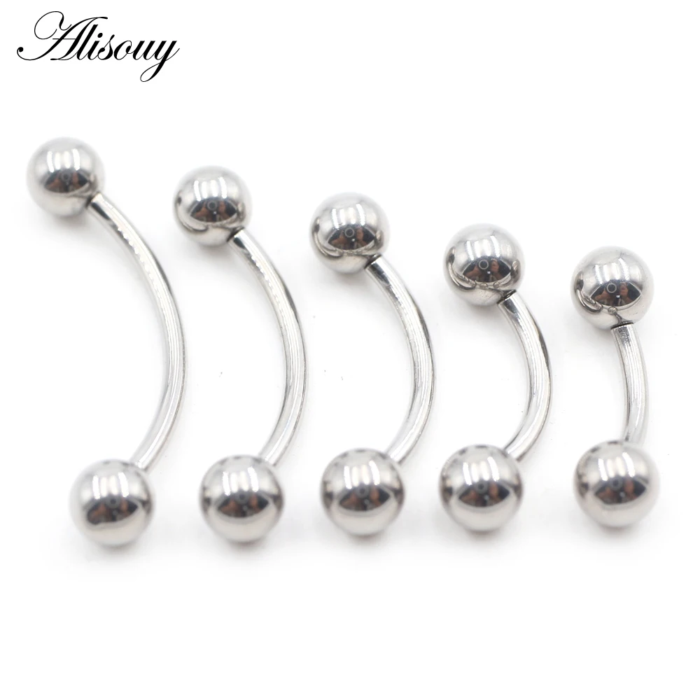 1 Piece Punk Internally Thread Titanium Ball Eyebrow Curved Tongue Ring Snug Daith Cartilage Helix Earring Piercing Body Jewelry