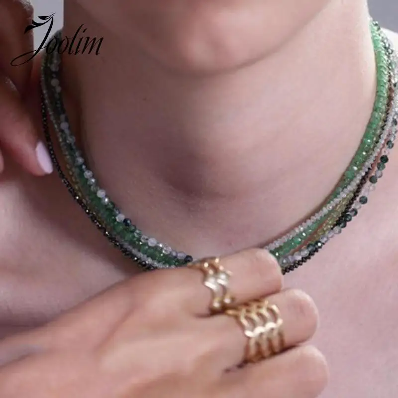 Joolim 쥬얼리 여성용 하이엔드 PVD 변색 없음, 영구 레트로, 다색 와이드 할로우, 다층 스테인레스 스틸 핑거 링