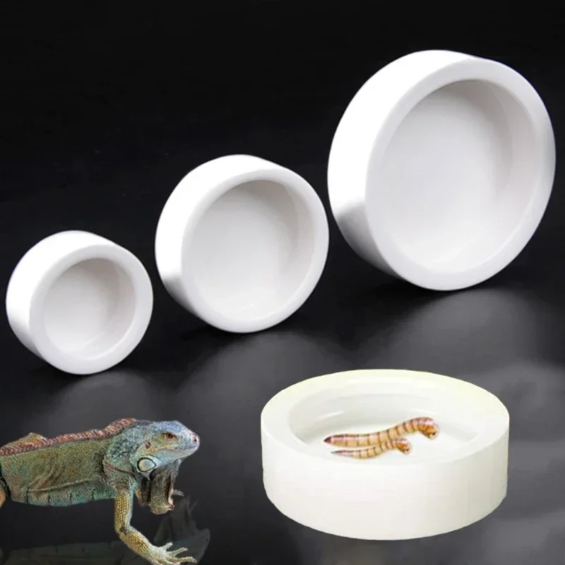 Reptile Food Bowl Anti-Escape Ceramic Feeder Dish Reptile Water Bowl for Hermit Crab Leopard Gecko Chameleon Corn Snake Y5GB