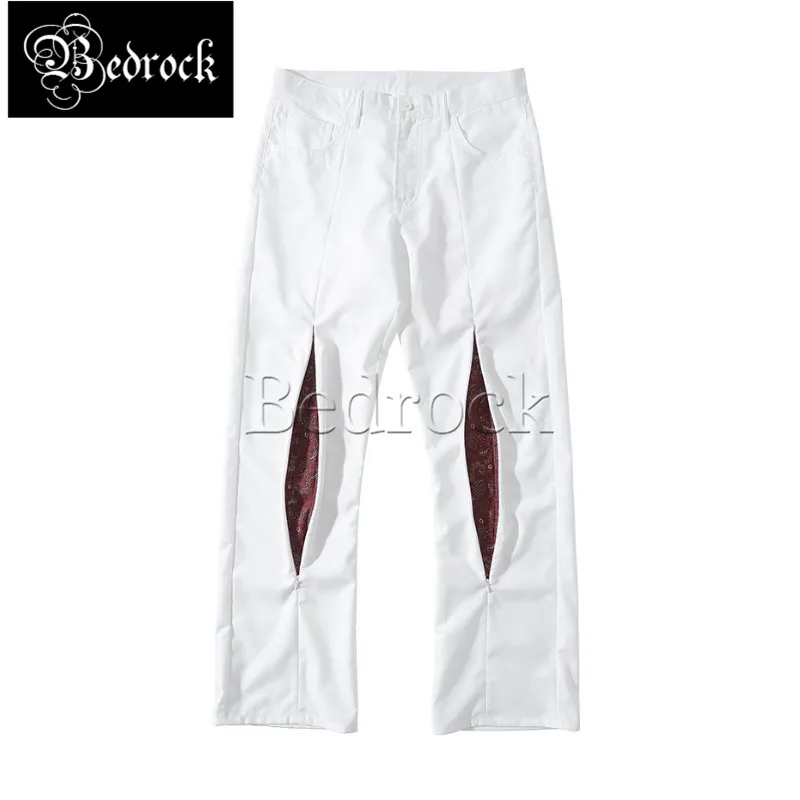 MBBCAR Unique Design Patchwork Flared Pants Imported Japanese Fabric Niche Wide Leg Pants Draped White Bell-bottom Trousers 7513