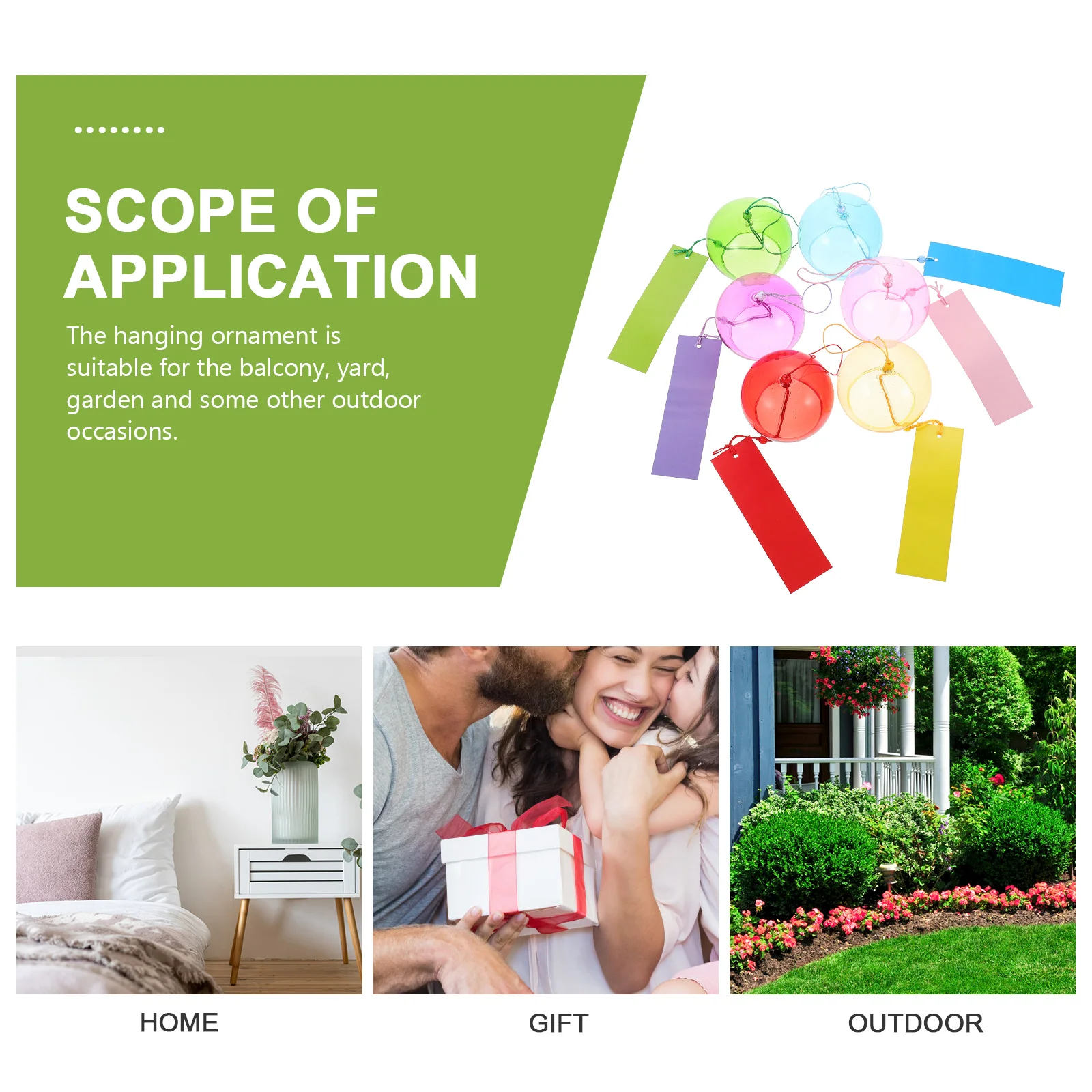 

6Pcs Hanging Wind Chime Glass Clear Bells for Outdoor Garden Balcony Home Decor Wind Bells Yard Decoration Pendant