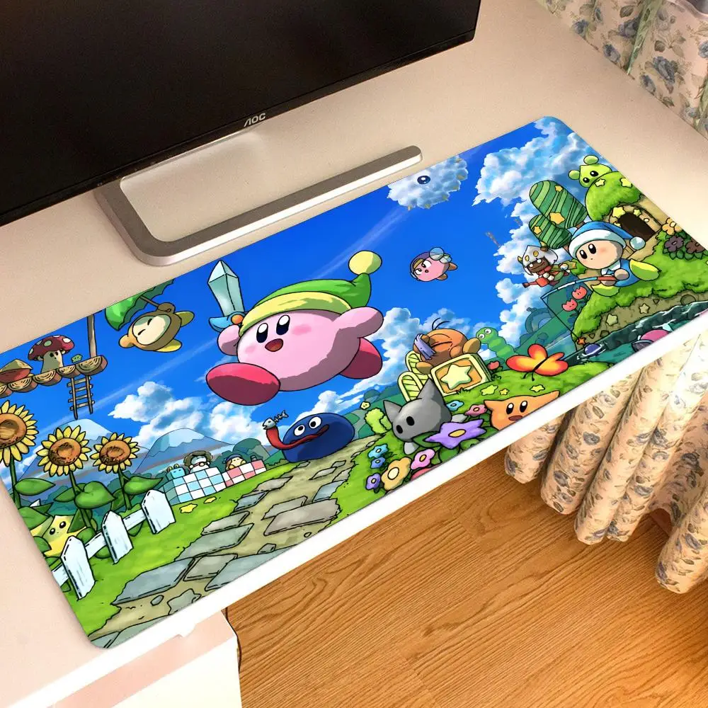 K-Kirbys Game cartoon Mouse Pad Tapetes de Mesa Teclado, Borracha Kawai, Tapete de Mesa Antiderrapante, XXL90x40cm