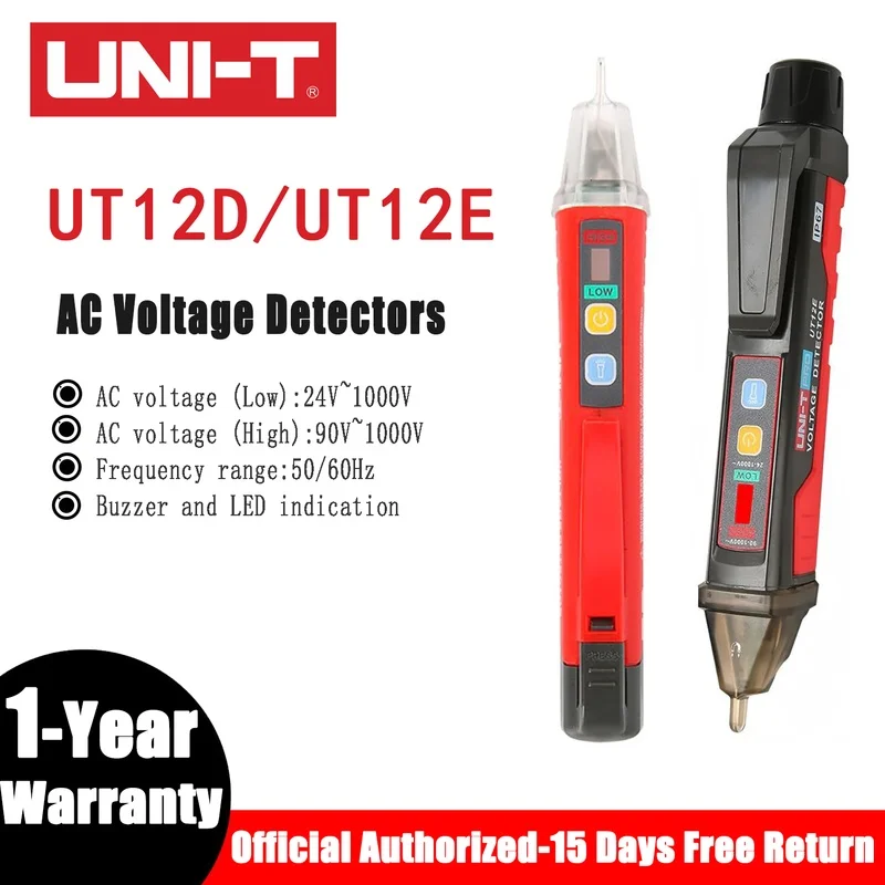 UNI-T Non-contact AC Voltage Detector UT12D UT12M UT12E 24V-1000V Indicator Pen Electric Pencil Stick Socket Voltmeter Tester