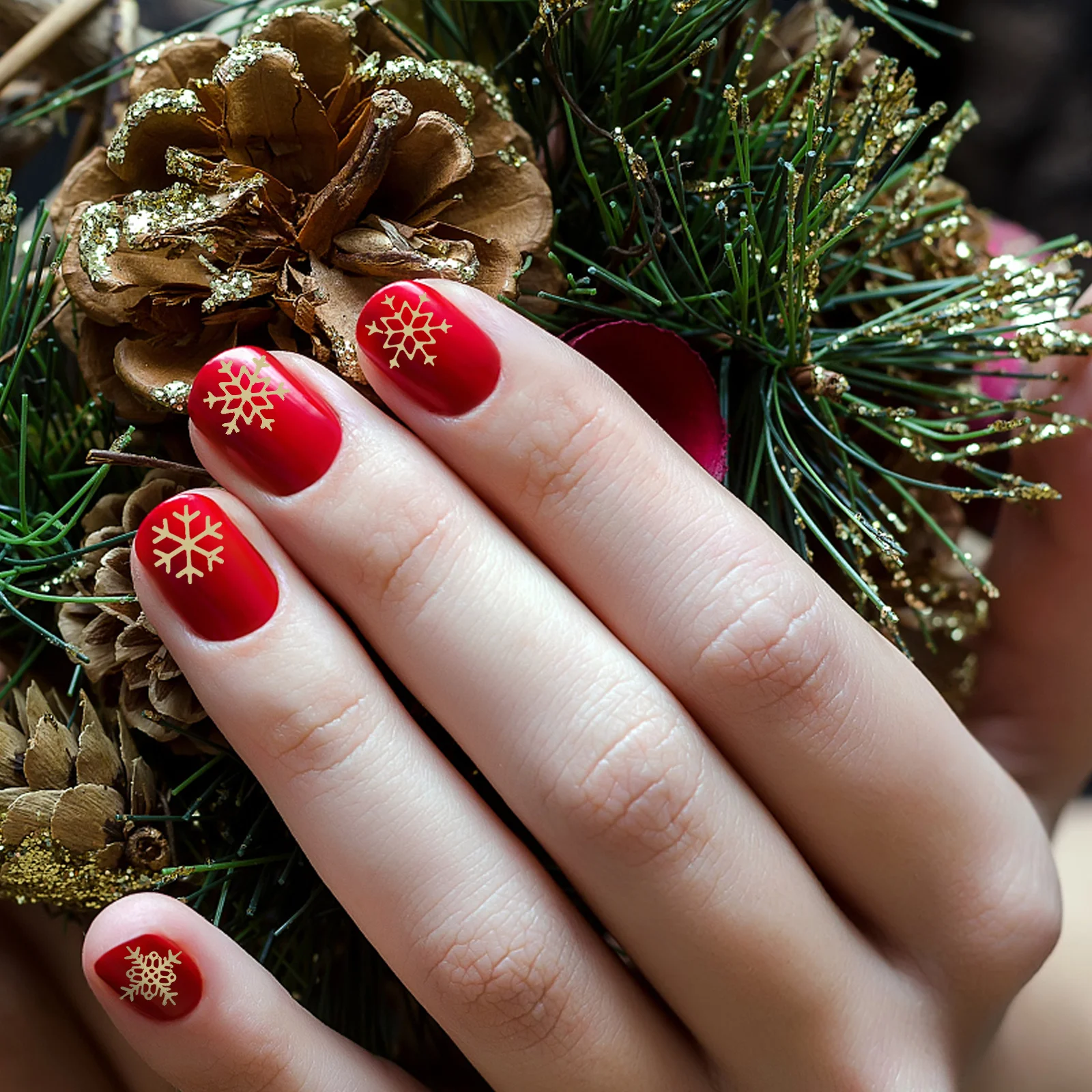 

3 Boxes Golden Sequin Patch Nail Art Sequins Snowflake Charms Sticker Decals Christmas DIY Metal Manicure