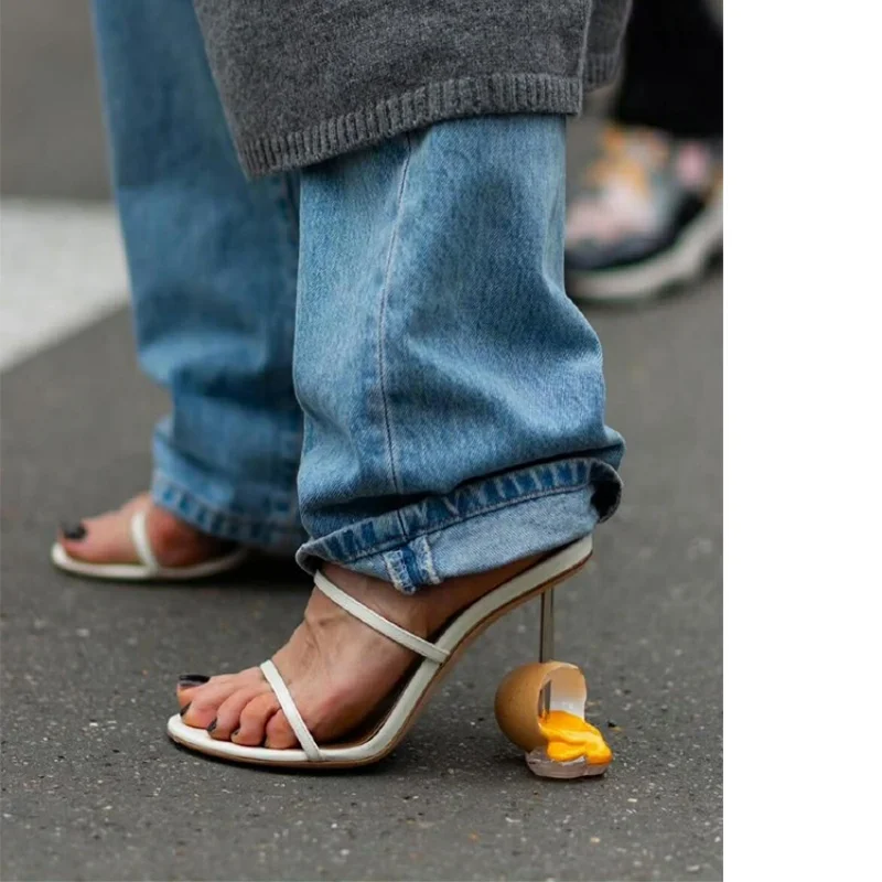 2025 Egg Stomping Niche Design High-Heeled Sandals for Nightclubs Sexy and Irregular Heels Shoes for Women image 6