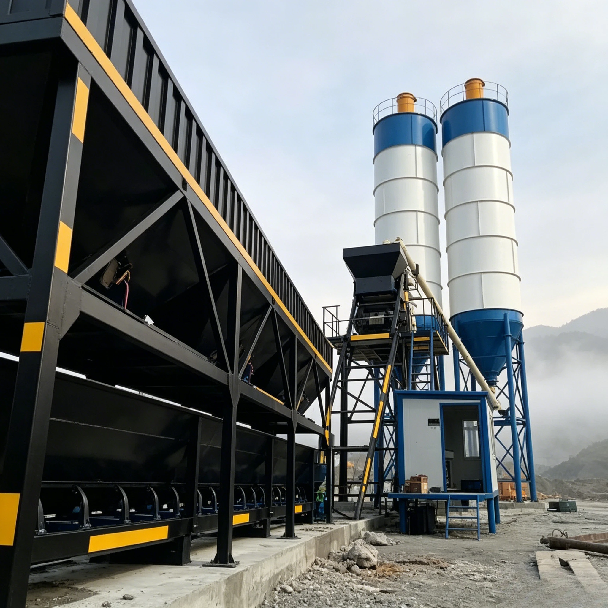 Low Price Mobile Ready Mix Concrete Batching Plant 60 M3/H Production Line Dry Mortar Concrete Mixing Station Customized