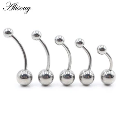 Alisouy 1pc 8-16mm Length G23 Titanium Steel Ball Barbell Sexy Ball Belly Ring Navel Piercing Women Men Button Ring Body Jewelry