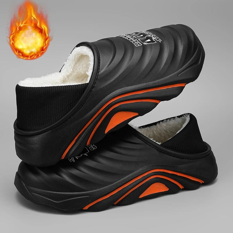 2025 Winter New Stylish Men Slippers Warm Home Slippers Non-Slip Male Cotton Shoes Waterproof Soft EVA Fashion Slippers Big Size