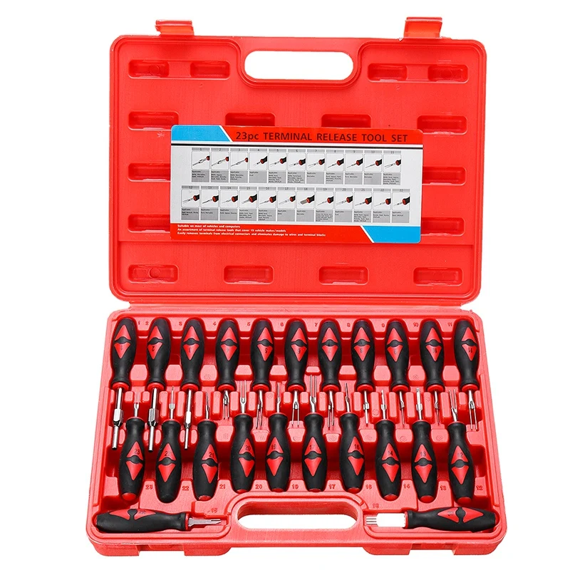 23PCS Universal Terminal Release Tools Set Harness Connector Remover Tool Package Hand Tool Kit With Plastic Toolbox Storage