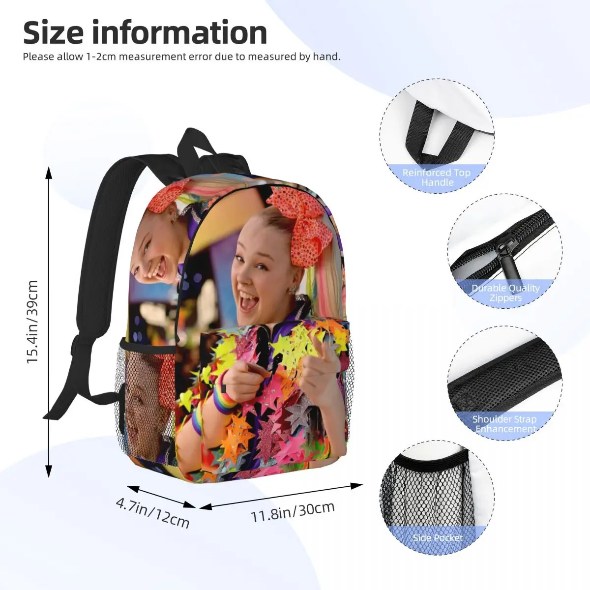 JoJo Siwa Bootleg Singer Karma Album Backpack Student Boys Girls BookBag Kids School Bag Laptop Shoulder Bags for Men Women