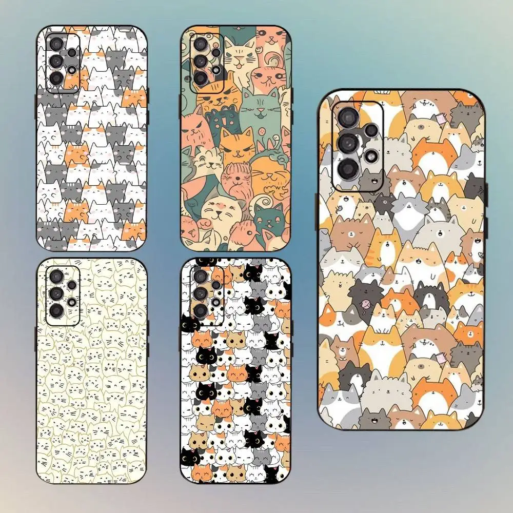 

Cat Litter Phone Case For Samsung Galaxy A13,A21s,A22,A31,A32,A52,A53,A71,A80,Soft Black Shell