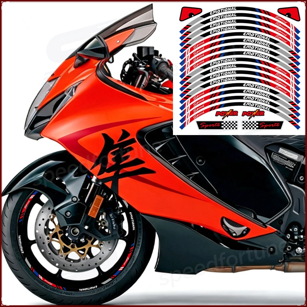 17 Inch Reflective Motorcycle Rim Stickers for Hayabusa GSX1300R Waterproof Racing Wheel Decals Rim Tape Set for 2 Wheels