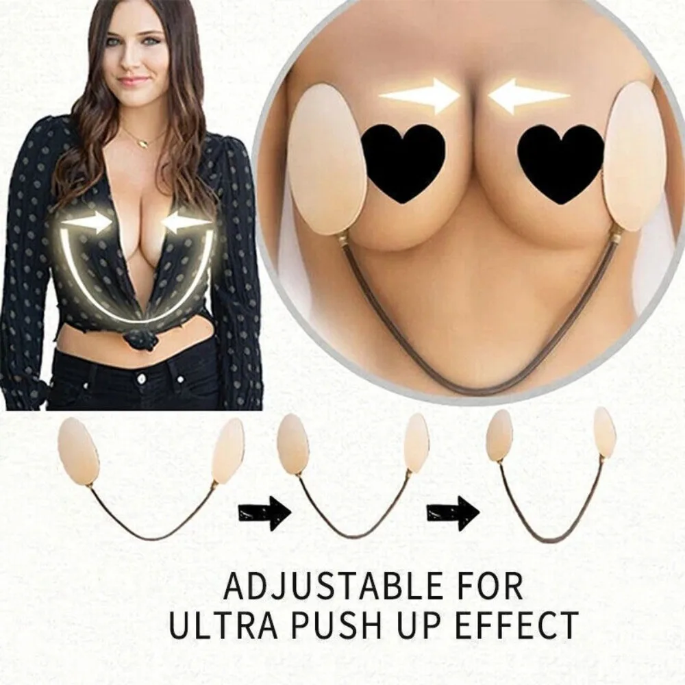 Invisible Push-Up Frontless Bra U-Shaped Bra Silicone Deep Plunge Backless&Strapless Gathering Nipple Stickers Bra Kit