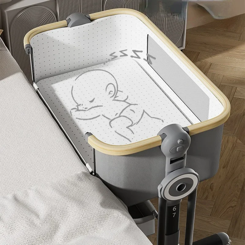 Foldable and Portable Baby Crib Bed, Movable Baby Crib, Aluminum Alloy Splicing Baby Beds, Multifunctional Cradle for Newborns