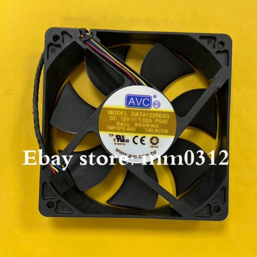 For AVC DATA1225B2G 12025 DC12V 1.02A 12CM 4-Pin Dual-Balloon Silent Cooling Fan