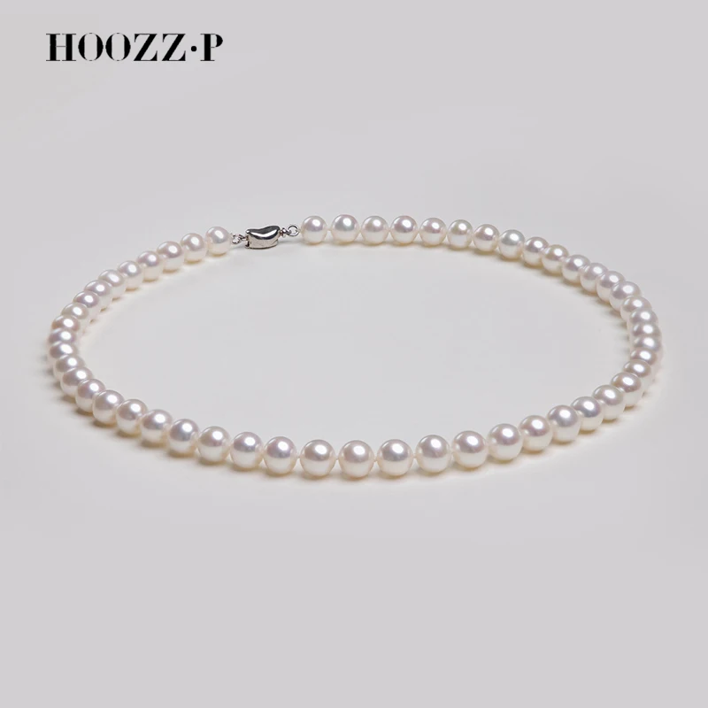 HOOZZ.P Pearl Necklace 6.5-7.5mm AAA Quality Luxury Designer Jewelry 925 Silver Natural Original Freshwater Cultured Women Brand