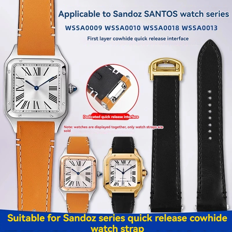 

Quick Release cowhide Strap for Cartier Santos Classic Style WSSA0009 WSSA0010 WSSA0018 Series New SANTOS WatchBand 19mm 21mm