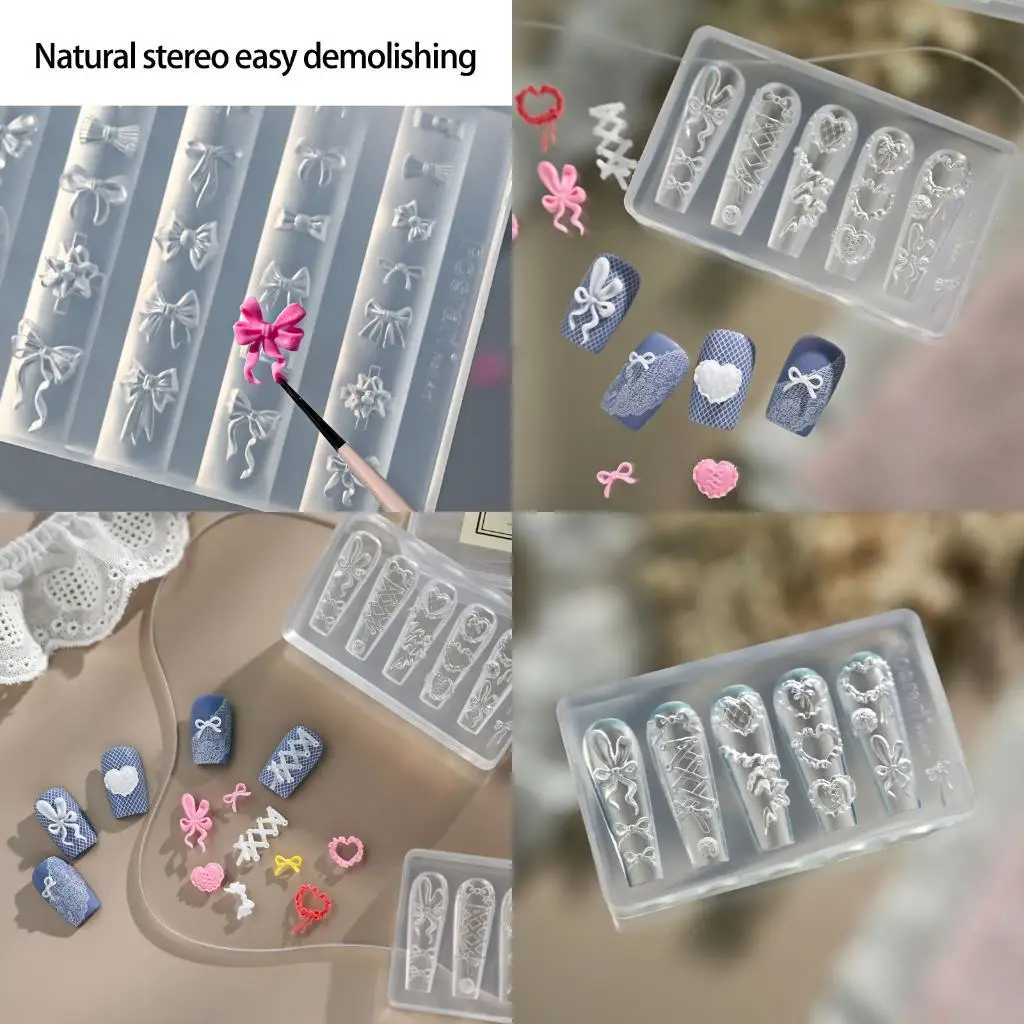 

D46E Формы для аксессуаров для ногтей с бантиком, подходящие для улучшения небольших аксессуаров