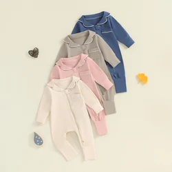 Newborn Infant Baby Boys Girls Romper Playsuit Overalls Cotton Long Sleeve Zipper Baby Jumpsuit Newborn Clothes