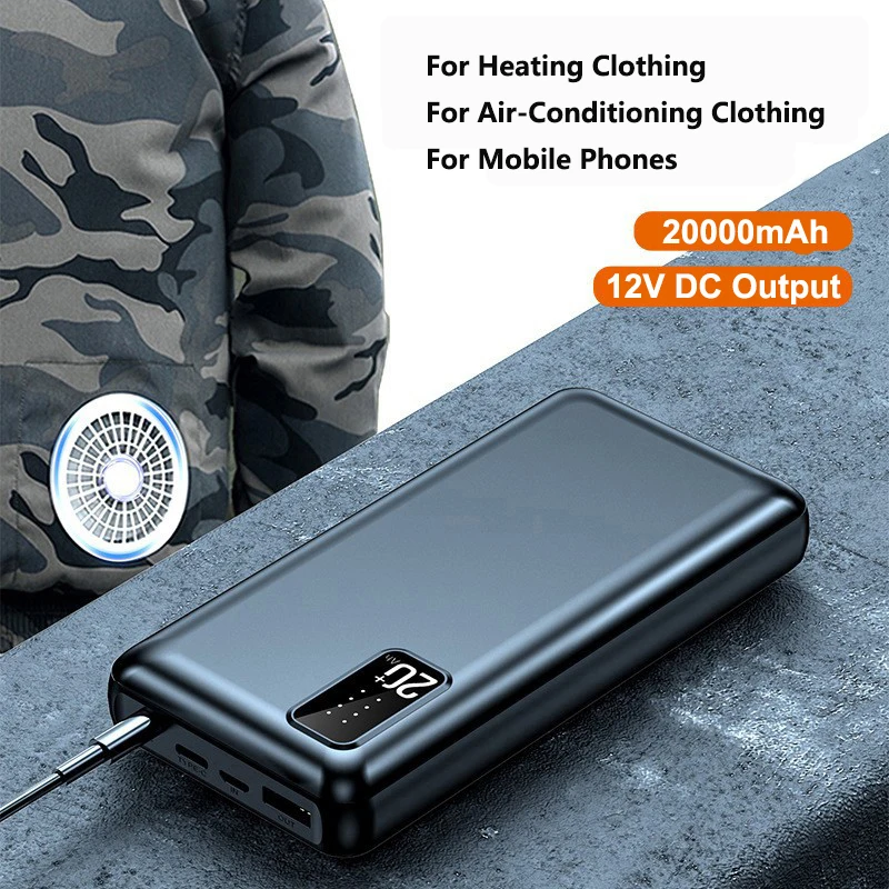 

20000mAh Power Bank 12V DC Output Portable Charger External Battery Pack for Heated Vest Jacket Power Bank for Xiaomi Mi iPhone