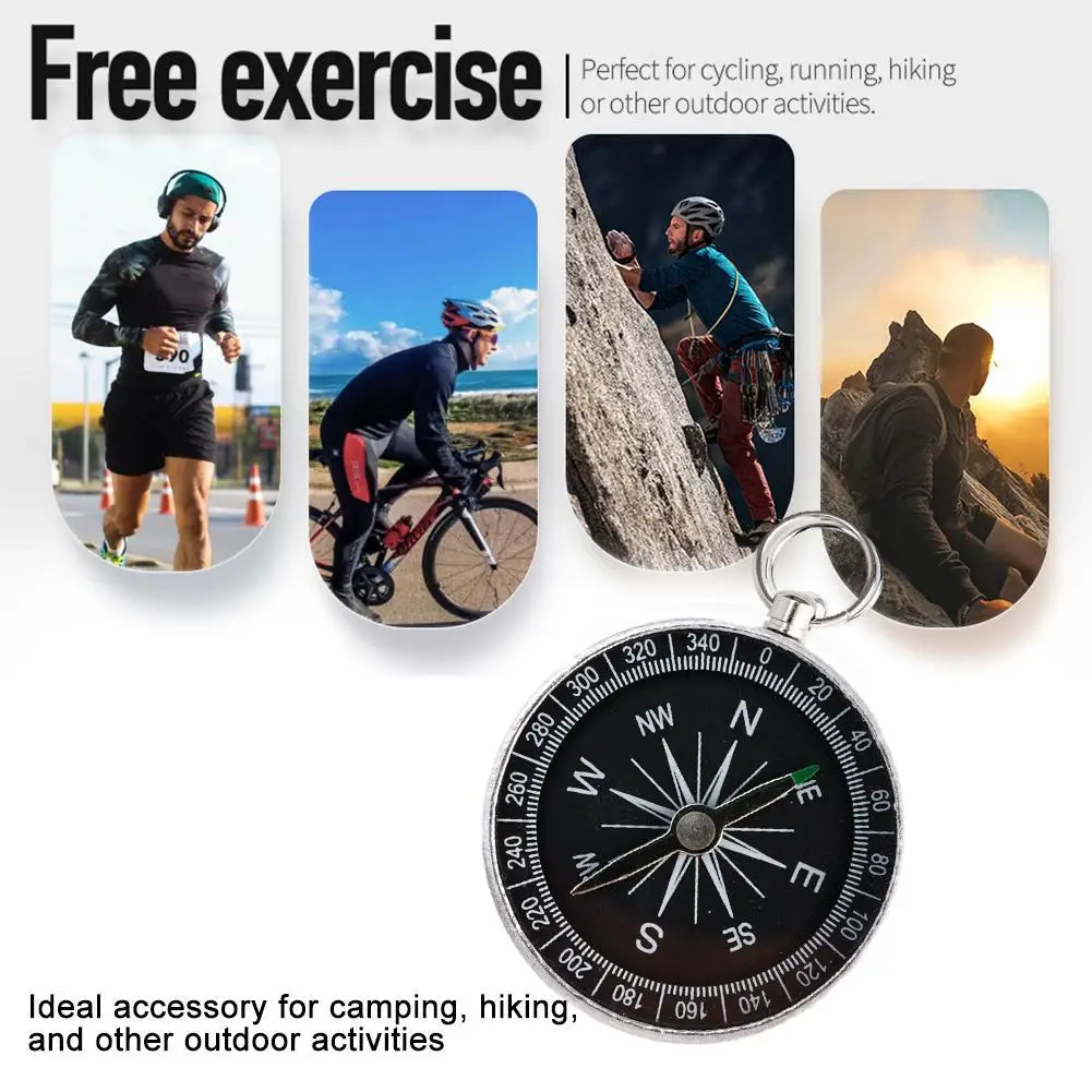 1 Pc Metal Aluminum Alloy Outdoor English Compass Camping Survival Compass For Hiking Backpacking Travel Outdoor Life Y7m2