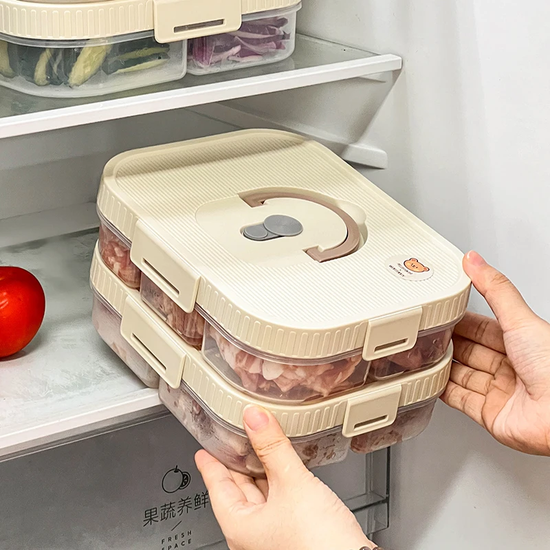 Boîte de stockage de viande congelée scellée avec couvercle, organisateur de réfrigérateur, boîte de conservation fraîche, conteneur de stockage de conservation des fruits et légumes