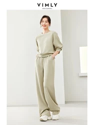 Vimly Casual 2 Piece Sets Sweatsuits Women Outfit 2024 Spring O-neck Sweatshirt Wide Leg Pant Sport Suit Female Clothes M5851