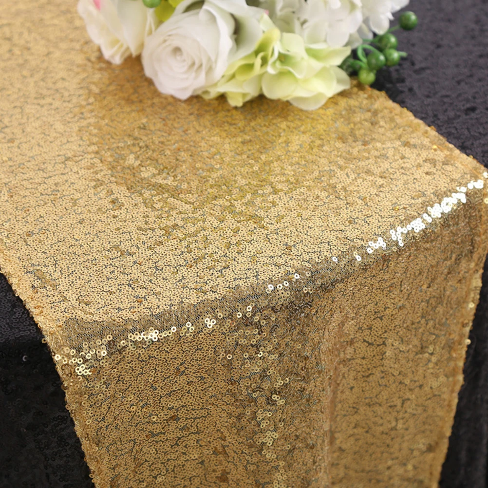 

Sequin Table Runner Rectangular Glitter Overlay for Party Wedding Holiday Decoration 120x30cm Long Reusable