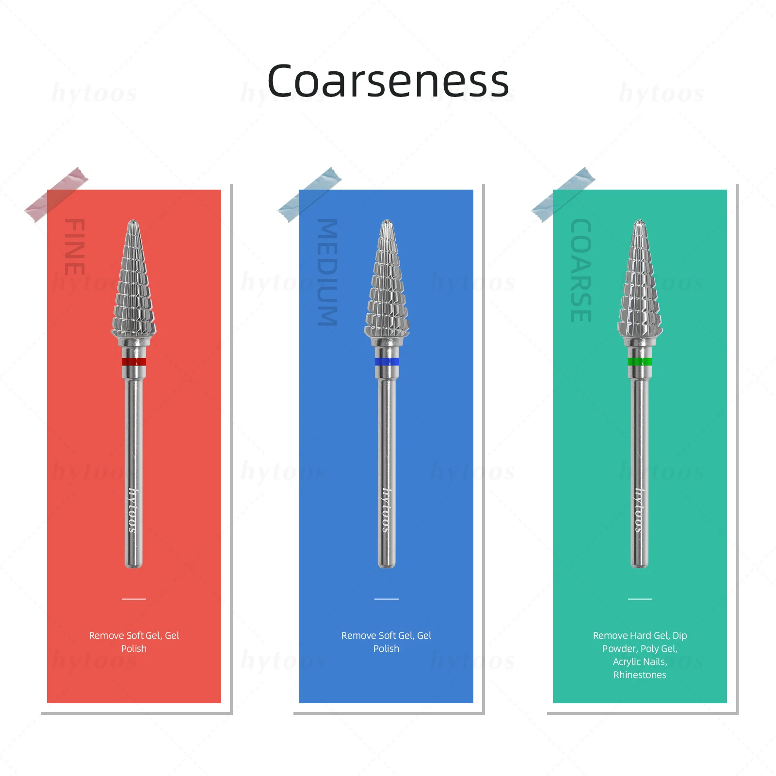 HYTOOS 15mm Taper Cone Carbide Nail Drill Bit 3/32'' Two-way Soft Gel Removal Cuticle Clean Manicure Tool