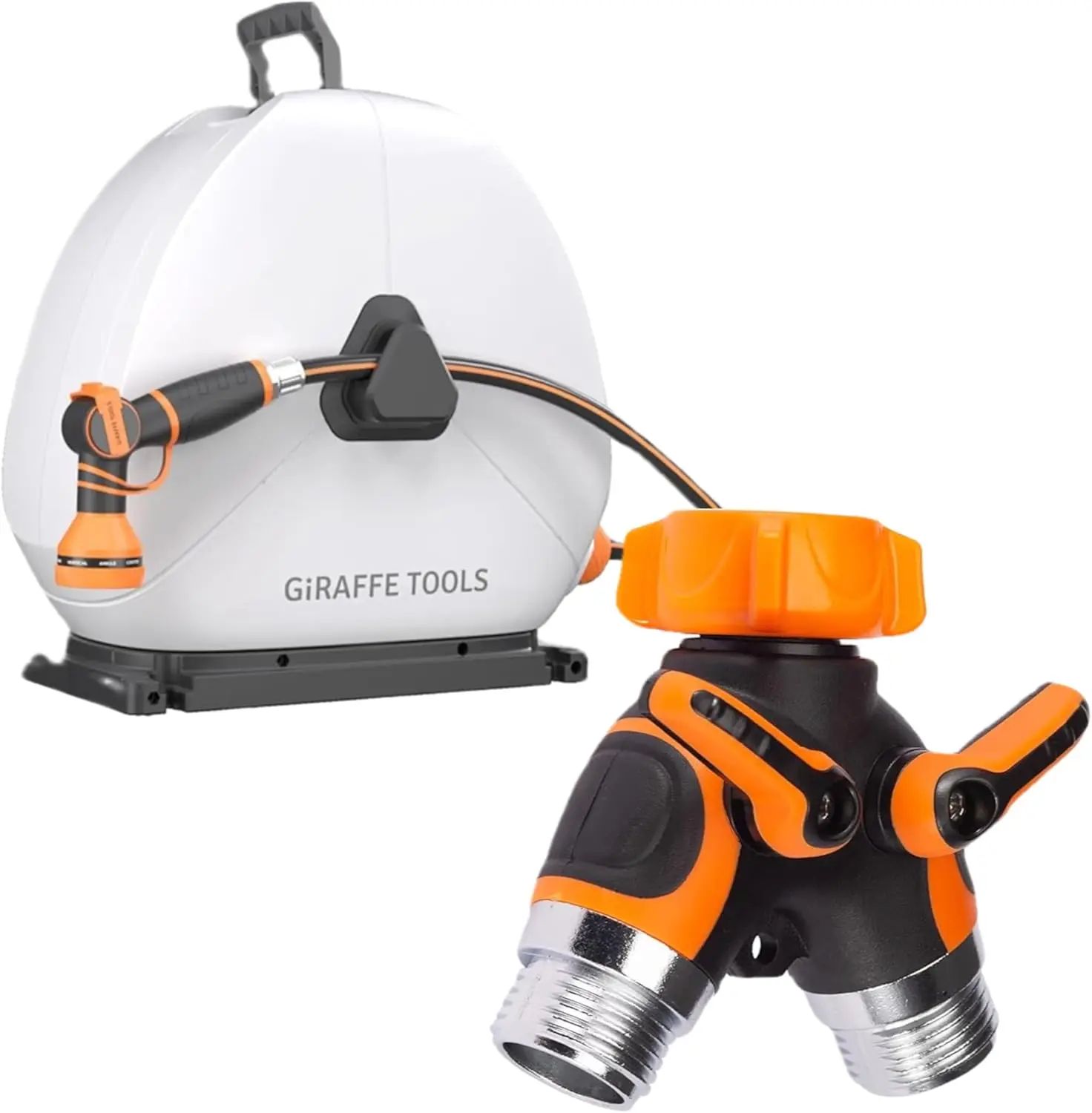 

Ground Mounted Retractable Hose Reel 1/2 Inch x 130FT, Heavy Duty Automatic Rewind Garden Hose Reel and Garden Hose Splitter 2 W