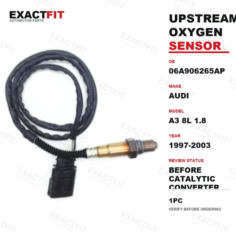 Upstream Oxygen O2 Lambda Sensor for Audi A3 8L 1.8 1997-2003 OE 06A906265AP Before Catalytic Converter Direct Fit 4-Pin 1PC