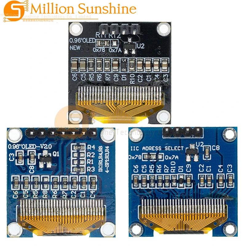 Original 0.96" OLED SPI/IIC I2C  White/blue/yellow Blue 0.96 Inch OLED Module 128X64 OLED LCD LED Display Module for ARDUINO