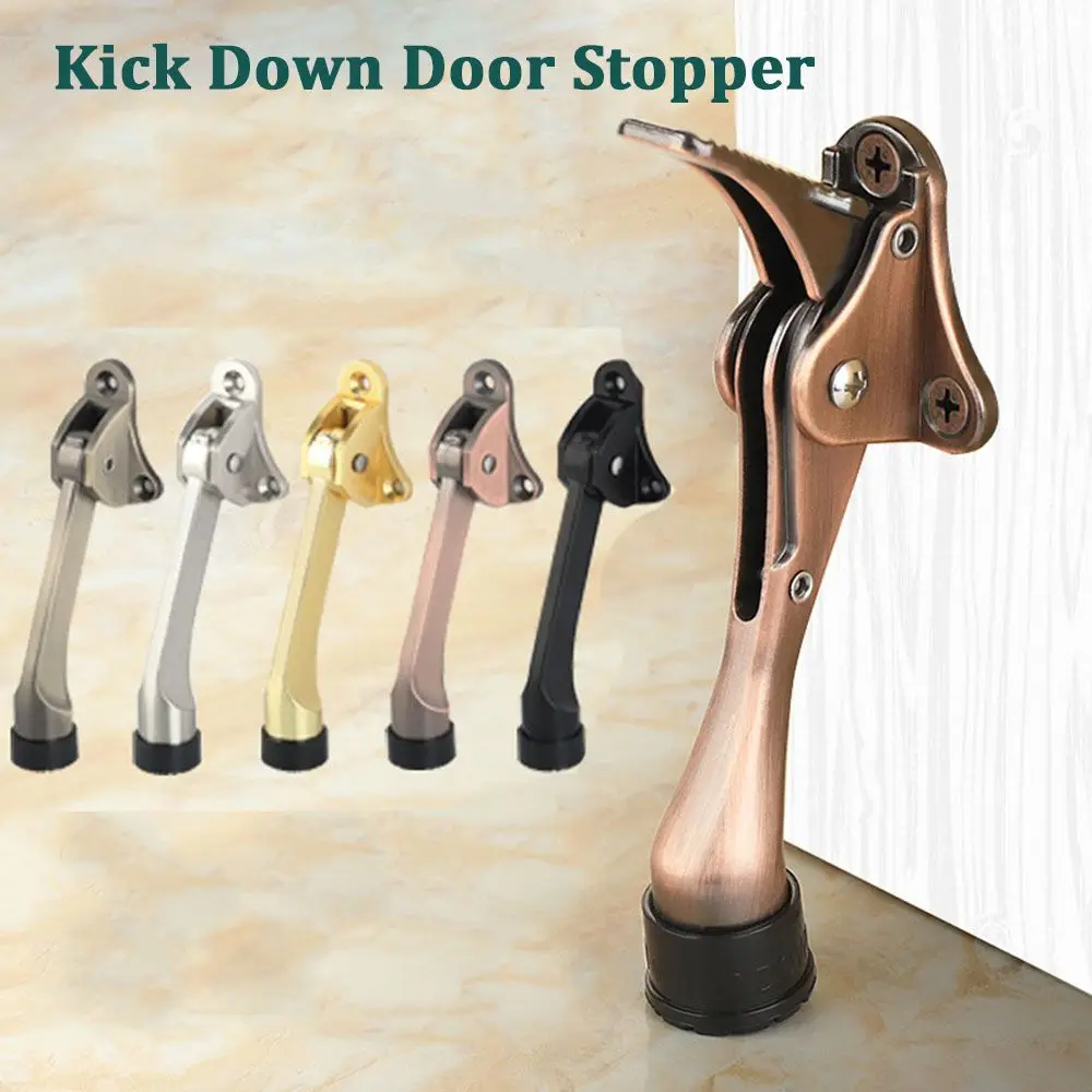 New Zinc Alloy Kick Down Door Stopper Anti Collision Easy Pedal Door Stopper Hardware Wall Protectors Doorstop Door