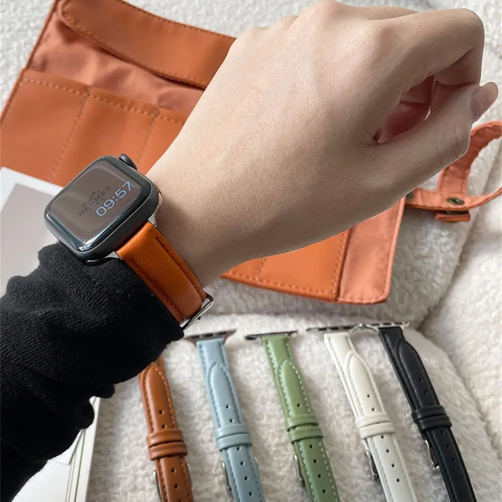 

Leather Strap For Apple watch band 44mm 45mm 42mm watchband bracelet iWatch apple watch series 6 5 3 SE 7 40mm 38mm 41mm correa