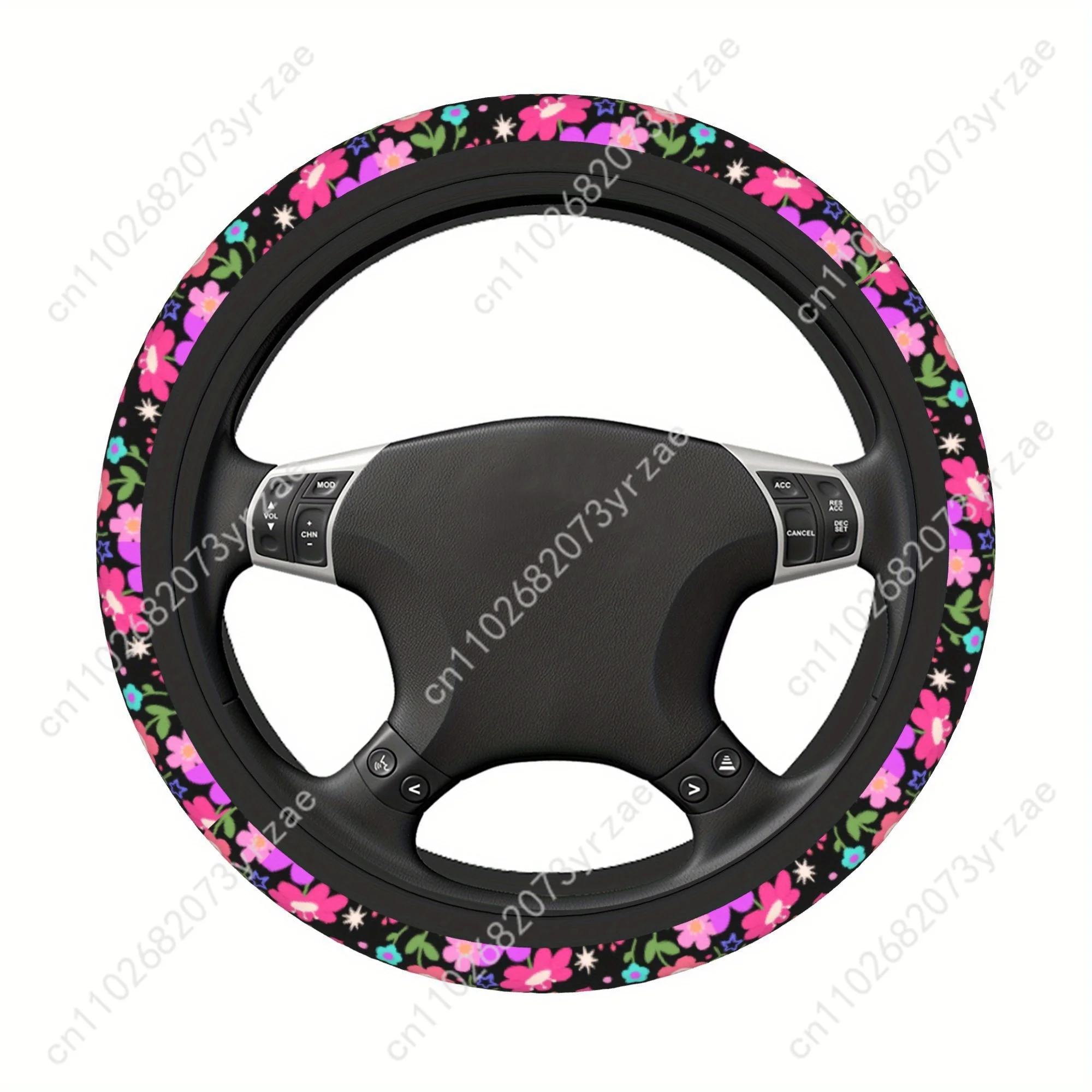 

Vibrant Floral Car Steering Wheel Cover Universal Type Environmental Friendly Comfortablenon-slip Breathable Steering Wheel Wrap